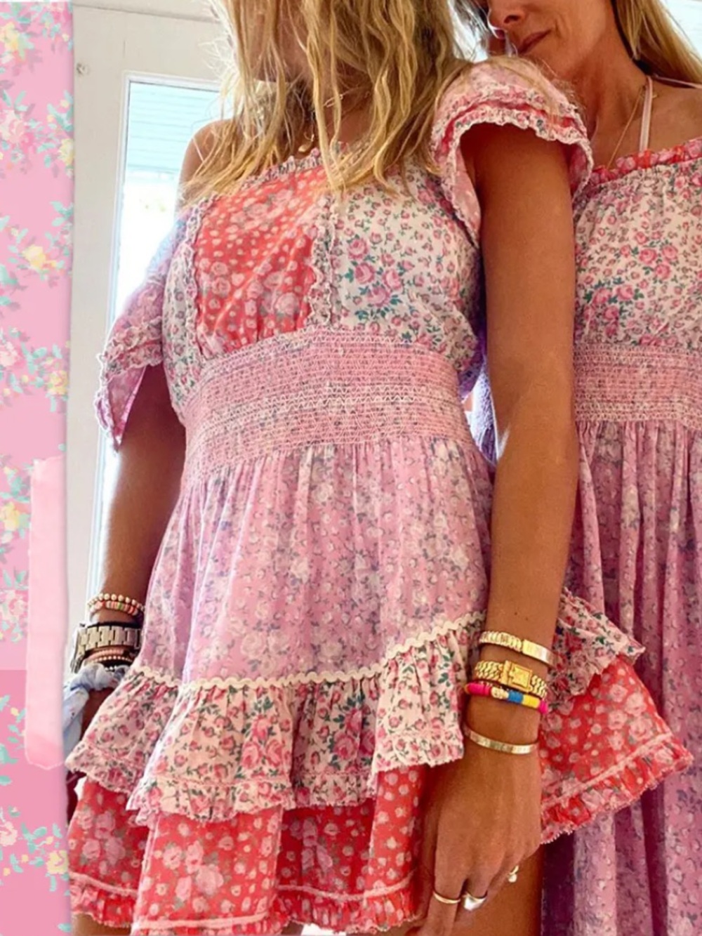 LoveShackFancy Stanton Floral Cotton Mini Dress Pink | Women’s Size S